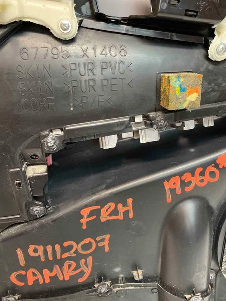 2012 TO 2014 TOYOTA CAMRY FRONT RIGHT SIDE DOOR TRIM PANEL BLACK ASSY OEM 6761006B5025