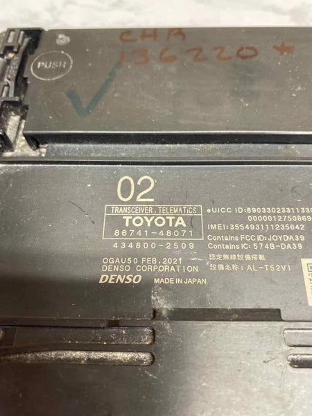2018 TO 2022 TOYOTA CHR TELEMATICS CONTROL COMMUNICATION CONTROL UNIT 8674148071