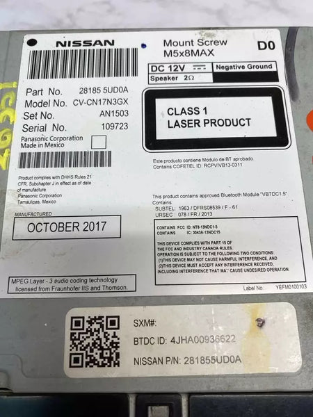 18 19 NISSAN SENTRA RÁDIO AM FM RECEPTOR SEM NAVEGAÇÃO 5.8" ASSY OEM 281855UD0A