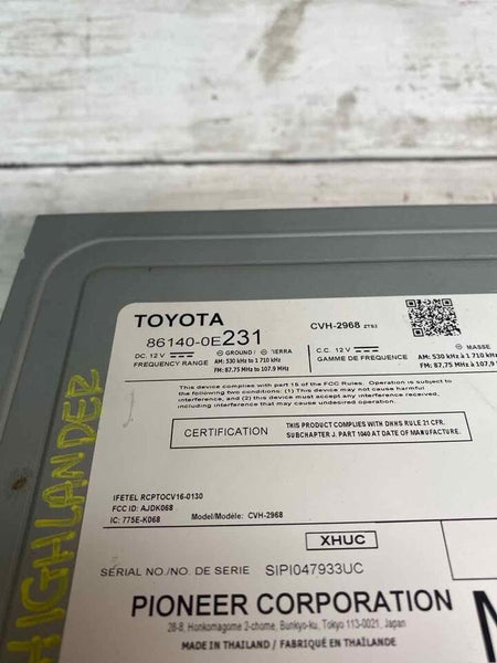 Radio AM/FM para Toyota Highlander (18-19 años) con pantalla y receptor OEM 861400E231
