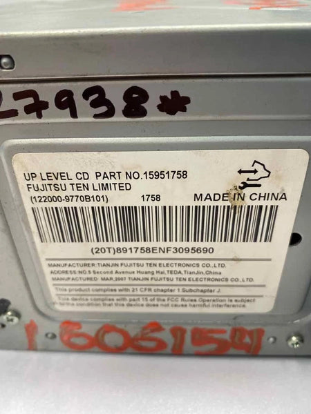 2007 2008 CHEVROLET IMPALA RADIO AM FM RECEIVER AM FM CD PLAYER MP3 OEM 15951758