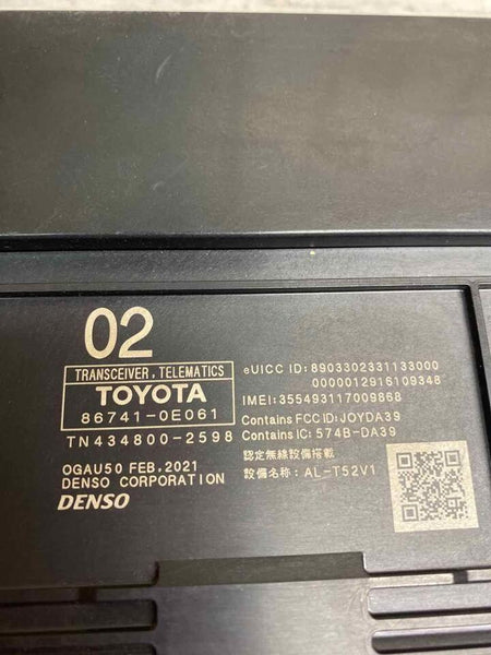 2021 TOYOTA TACOMA TELEMATICS TRANSCEIVER COMMUNICATION CONTROL UNIT 867410E061