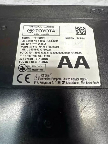 21 22 23 TOYOTA COROLLA UNIDAD TELEMÁTICA MÓDULO DE CONTROL DE COMUNICACIÓN OEM 8674148092