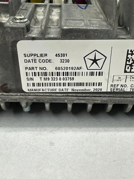 2021 2022 JEEP GRAND CHEROKEE RADIO AM FM ECEIVER UNIT WK BODY ASSY OEM 68520192AF