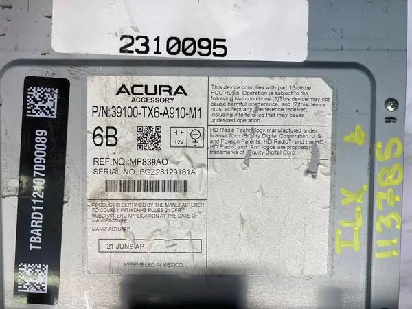 19 20 21 22 ACURA ILX RADIO AM FM RECEPTOR DE NAVEGACIÓN CONJUNTO OEM I39100TX6A91