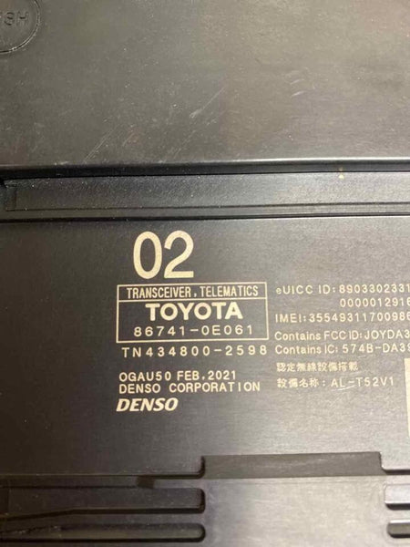 2021 TOYOTA TACOMA TELEMATICS TRANSCEIVER COMMUNICATION CONTROL UNIT 867410E061