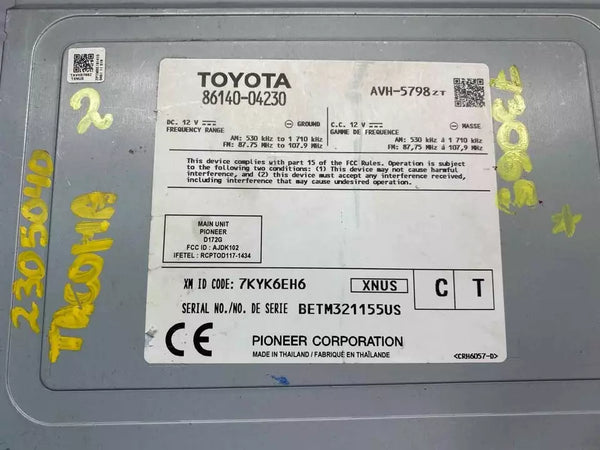 20 21 22 23 TOYOTA TACOMA RADIO AM FM PANTALLA Y RECEPTOR CONJUNTO OEM 8614004230