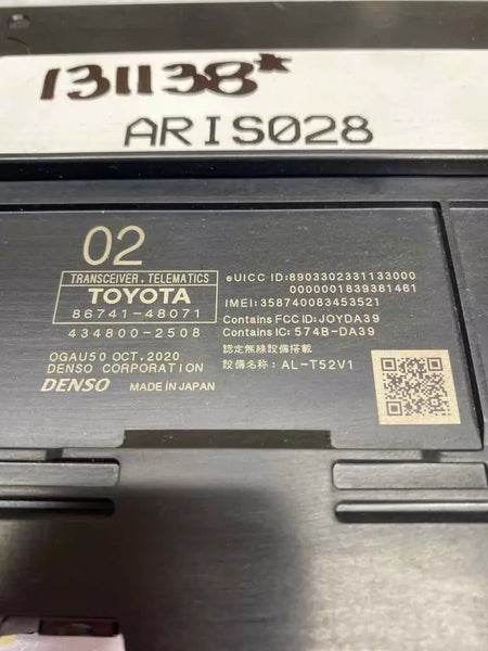 2020 21 22 23 24 TOYOTA 4RUNNER TRANSCREIVER UNIDAD DE MÓDULO DE CONTROL TELEMÁTICO OEM 8674148071