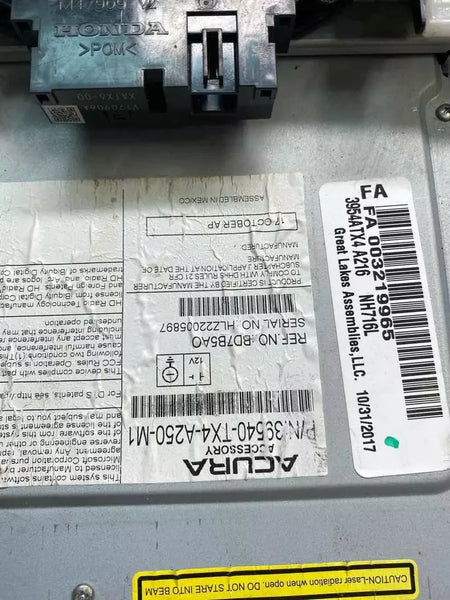 Acura RDX radio am fm 2018 display screen & receiver assembly OEM 39540TX4A25