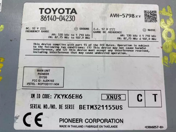 20 21 22 23 TOYOTA TACOMA RADIO AM FM PANTALLA Y RECEPTOR CONJUNTO OEM 8614004230