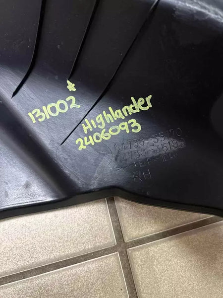 20 21 22 23 24 TOYOTA HIGHLANDER PANEL DE CUARTO TRASERO DERECHO MOLDURA DEL MALETERO 6473035170