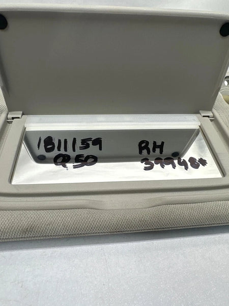 2014 TO 2023 INFINITI Q50 SUN VISOR RIGHT SIDE ILLUMINATED ASSY OEM 964004HB0A