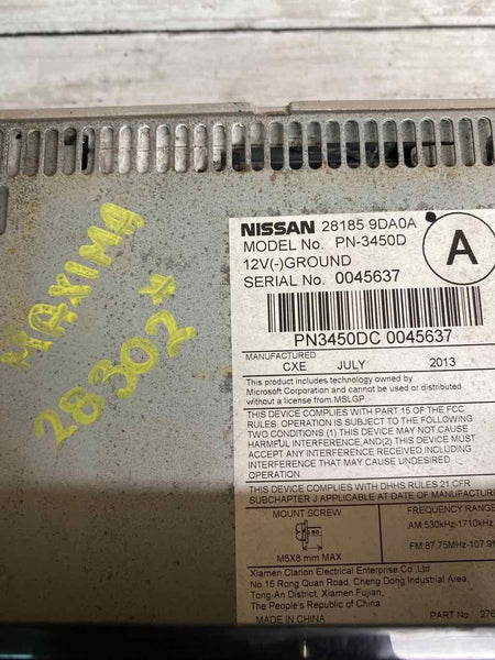 12 14 NISSAN MAXIMA S RADIO RECEIVER W/O NAVIGATION OEM 281859DA0A