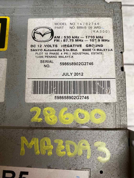 11 13 MAZDA 3 RADIO TUNER & RECEIVER 4 SPEAKER OEM BBM566AR0