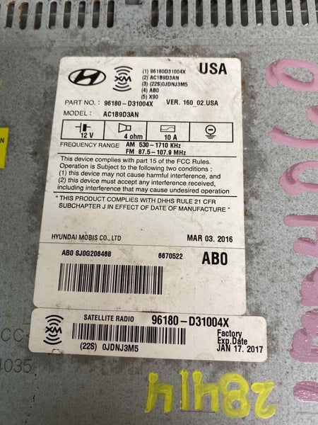16 17 HYUNDAI TUCSON MERCADO DOS EUA RECEPTOR DE RÁDIO ASSY OEM 96180D3100