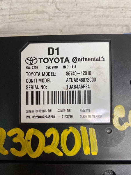 2020 TOYOTA COROLLA TRANSCEIVER TELEMATCIS CONTROL MODULE OEM 8674012010