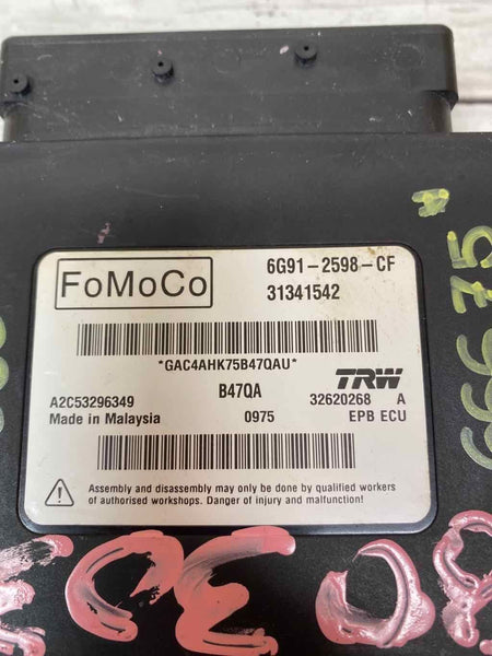 2015 VOLVO S60 MÓDULO DE CONTROLE DO FREIO DE ESTACIONAMENTO ASSY OEM 6G912598CF