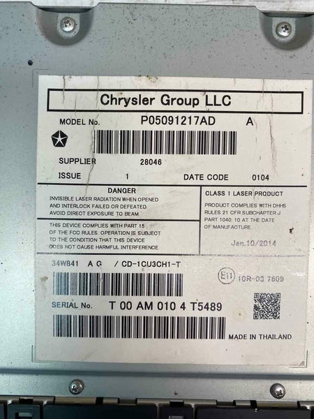 2013 2020 DODGE RAM RÁDIO CD PLAYER ASSY OEM 05091217AD