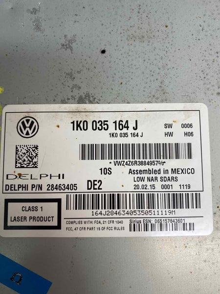 15 17 VOLKSWAGEN JETTA RADIO RECEIVER W/O NAVIGATION OEM 1K0035164J