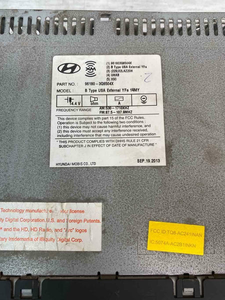 2014 2015 HYUNDAI SONATA RADIO RECEIVER ASSY OEM 961803Q850