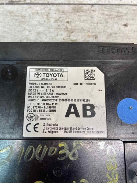 2021 TOYOTA COROLLA 1.8L SEDAN TELEMATICS TRANSCEIVER CONTROL UNIT 8674106092