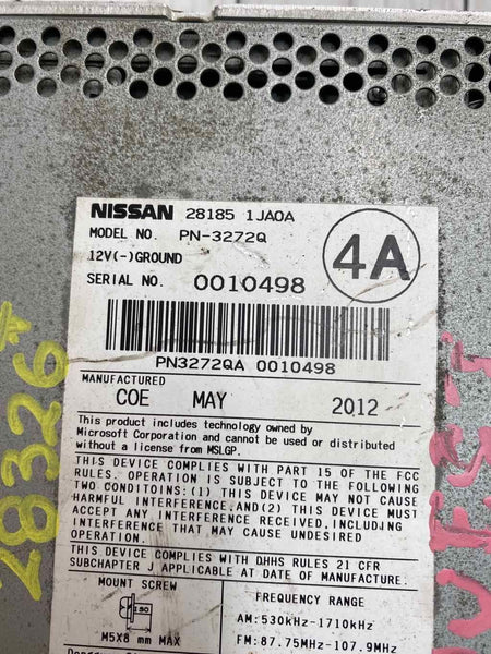 Conjunto de receptor de radio AM/FM para Nissan Quest (2011-2013), OEM 281851JA0A