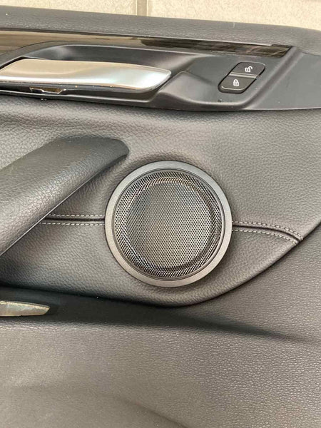 16 21 BMW X1 FRONT LEFT INNER DOOR TRIM PANEL OEM LEATHER BLACK 51417438069