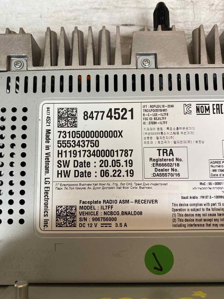 2021 CHEVROLET TRAVERSE RÁDIO DISPLAY E RECEPTOR ASSY OEM 84774521
