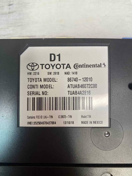 2020 TOYOTA COROLLA TRANSCEPTOR TELEMATICS CONTROL MODULE OEM 8674012010