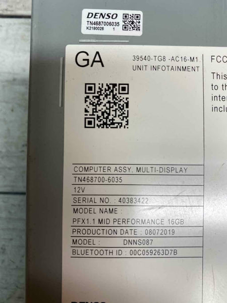 Conjunto de receptor de radio am/fm para Honda Pilot 2020 ex-l OEM 39540TG8AC1