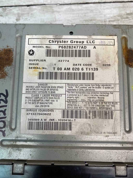 2013 2017 JEEP COMPASS RÁDIO TELA DE EXIBIÇÃO E RECEPTOR ASSY OEM 68282477AD