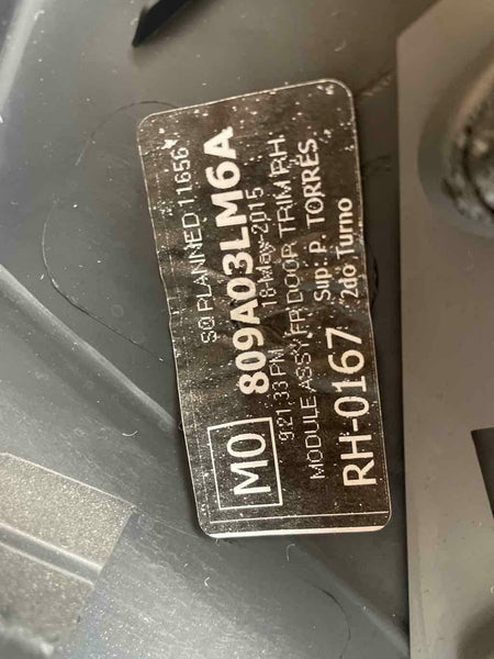 Moldura de panel de puerta Nissan NV200 2013-2020, parte delantera derecha, color negro, OEM 809003LM6A