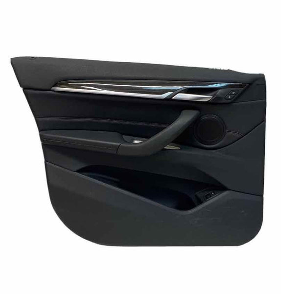 16 21 BMW X1 FRONT LEFT INNER DOOR TRIM PANEL OEM LEATHER BLACK 51417438069